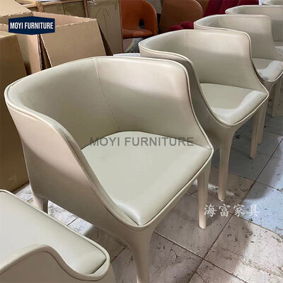 Leather Dining Chair Luxury Design Style Fiberglass Frame Upholstered Modern Seating Restaurant Hotel Modern Home Apartment