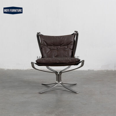 end MOYI Traditional Vintage Hotel Furniture Lounge Chair Featuring Carbon Steel Frame and Artificial Leather for Home Villa