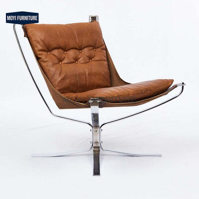 end MOYI Traditional Vintage Hotel Furniture Lounge Chair Featuring Carbon Steel Frame and Artificial Leather for Home Villa