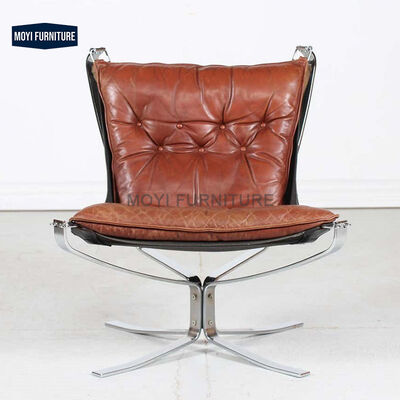 end MOYI Traditional Vintage Hotel Furniture Lounge Chair Featuring Carbon Steel Frame and Artificial Leather for Home Villa