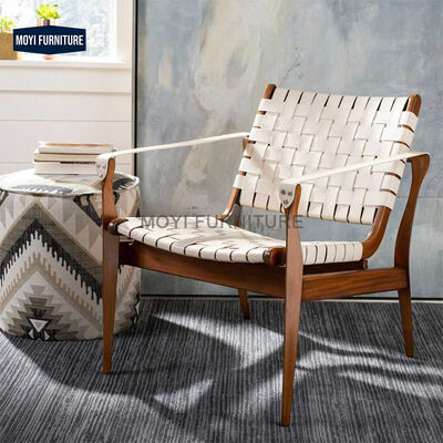 Custom solid wood leather backrest armrest recliner accent leisure chair comfortable design for hotel and home furniture