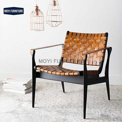 Custom solid wood leather backrest armrest recliner accent leisure chair comfortable design for hotel and home furniture