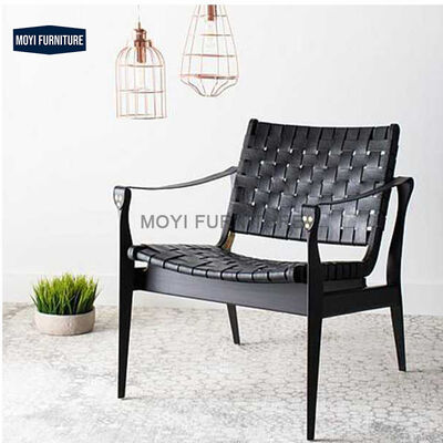 Custom solid wood leather backrest armrest recliner accent leisure chair comfortable design for hotel and home furniture