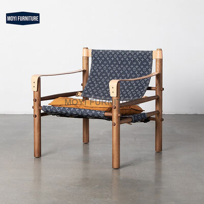Wooden Ultra Fiber Leather Single Leisure Chair Vintage Modern Saddle Ancient Style Contemporary Seating Living Room