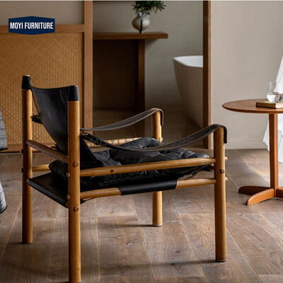 Wooden Ultra Fiber Leather Single Leisure Chair Vintage Modern Saddle Ancient Style Contemporary Seating Living Room