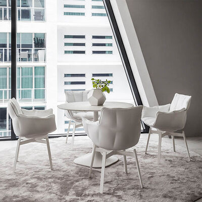 Synthetic Leather Dining Chair MOYI Swivel Shell Chair Italian Design Fabric Fiberglass Modern Dining Room Seating Chair