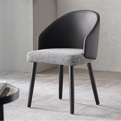 Leather Fabric Nordic Design Living Room Chair Scratch Resistant Wood Leg Fabric Restaurant Armchair Single Chair