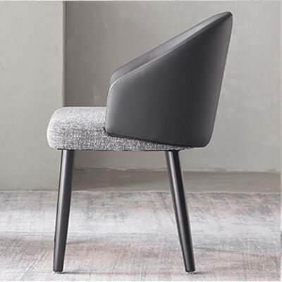 Leather Fabric Nordic Design Living Room Chair Scratch Resistant Wood Leg Fabric Restaurant Armchair Single Chair