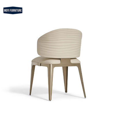 Home Furniture Dining Room Set Featuring Luxury Modern Italian Golden Metal Leg Leather Dining Chairs Minimalist Design