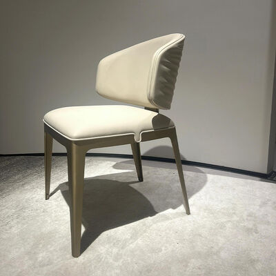 Home Furniture Dining Room Set Featuring Luxury Modern Italian Golden Metal Leg Leather Dining Chairs Minimalist Design