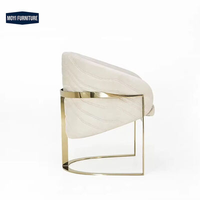 Hotel Standard Size Metal Frame Dining Chair with Golden Armrest Leather Seat and Durable Construction