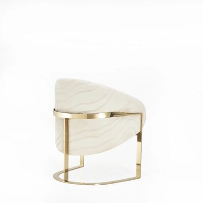 Hotel Standard Size Metal Frame Dining Chair with Golden Armrest Leather Seat and Durable Construction