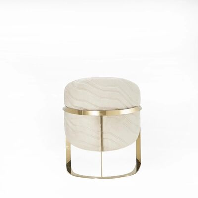 Hotel Standard Size Metal Frame Dining Chair with Golden Armrest Leather Seat and Durable Construction