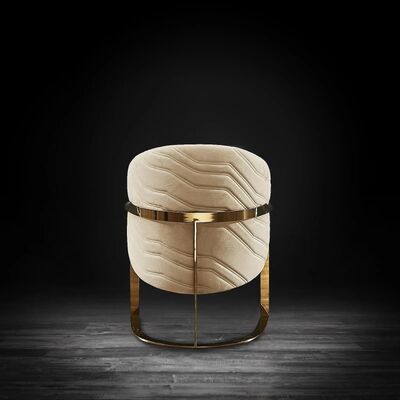 Hotel Standard Size Metal Frame Dining Chair with Golden Armrest Leather Seat and Durable Construction