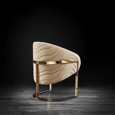 Hotel Standard Size Metal Frame Dining Chair with Golden Armrest Leather Seat and Durable Construction