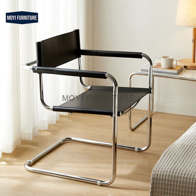 Home Furniture Luxury Modern Dining Chairs Saddle Leather Brown Mart Design Metal Legs Armchair Ideal Restaurant Cafe Office