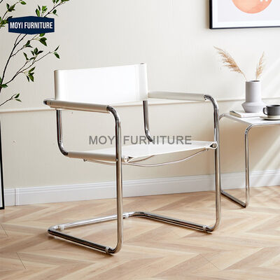 Home Furniture Luxury Modern Dining Chairs Saddle Leather Brown Mart Design Metal Legs Armchair Ideal Restaurant Cafe Office