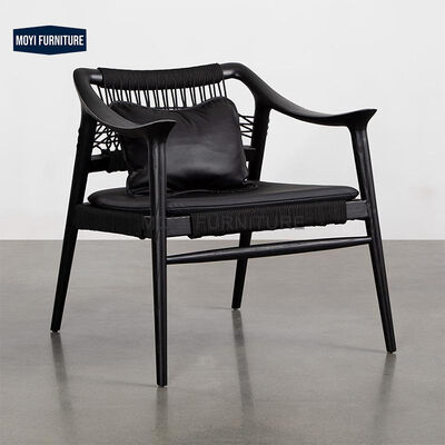 Leisure Chair Featuring Classic Design High Grade Ash Wood Leather Suede Fabric Living Room Chair Ideal for Hotel Lounge