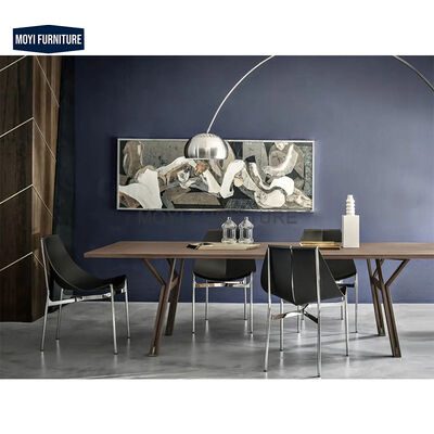 Dining Room Furniture Modern Saddle Leather Chair Stainless Steel Frame Chaise Italian Brown Restaurant Hotel Dining Chair