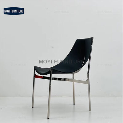 Dining Room Furniture Modern Saddle Leather Chair Stainless Steel Frame Chaise Italian Brown Restaurant Hotel Dining Chair