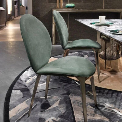 Synthetic Leather Dining Chair Italian Velvet Luxury Green Style Stool Chair with Golden Legs Modern Luxury Armchair
