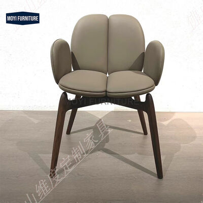 Luxury Modern Solid Wooden Leather Dining Chair Creative Designer Makeup Chair for Hotel Restaurant Cafe Home Furniture