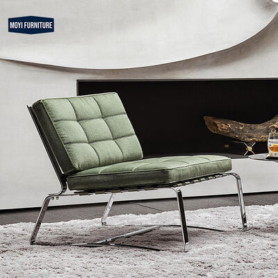 Mail Packing Arm Chair Modern Living Room Accent Chair Comfort Leisure Chair Fabric Lounge Chair Metal Leg Green Chair