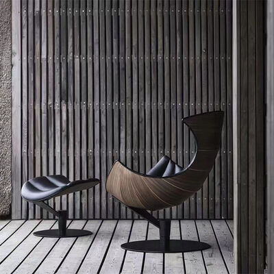 Synthetic Leather High Back Recliner Chair Featuring Main Material Leather Wood Metal and Fjords Lobster Design Accent
