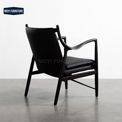 Home Furniture Modern Nordic Wabi Sabi Style Solid Wood Lounge Chair Soft Padded Leather Backrest Light Luxury Chaise Lounge