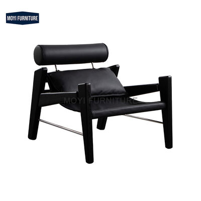 Foam Filled Light Luxury Single Back Sofa Chair Featuring Solid Wood Legs and Leather Upholstery for Living Room