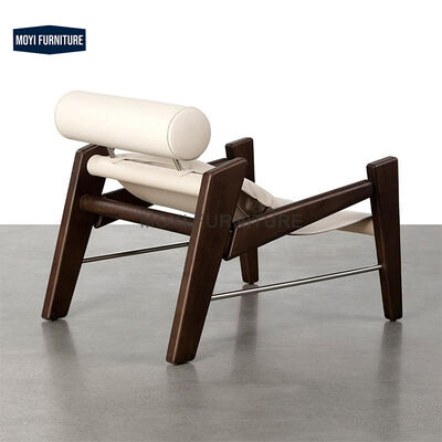 Foam Filled Light Luxury Single Back Sofa Chair Featuring Solid Wood Legs and Leather Upholstery for Living Room