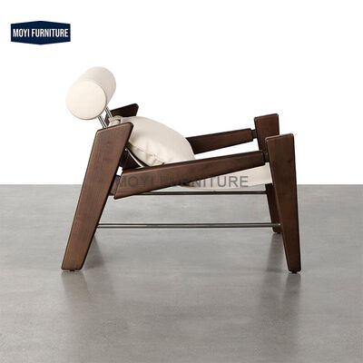 Foam Filled Light Luxury Single Back Sofa Chair Featuring Solid Wood Legs and Leather Upholstery for Living Room