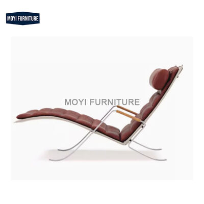 Villa Genuine Leather Italian Style Accent Chair with Leather Armrest Metal Frame High Back Support Black Leisure Chair