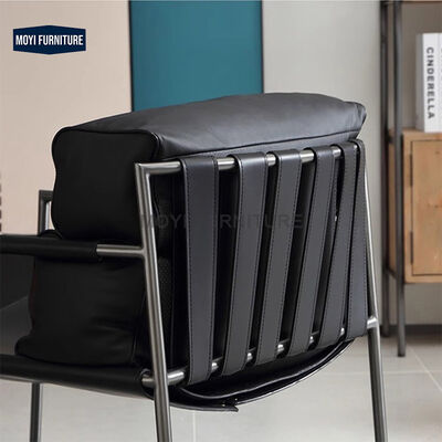 end MOYI Black Leather Lounge Chair Home Furniture Modern Living Room Accent Chair Featuring Tilting No