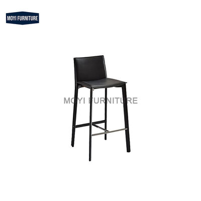 MOYI Minimalism Style Bar Chairs Luxury Design High Stool Leather Bar Chairs With Iron Legs Designer Front Desk Stool