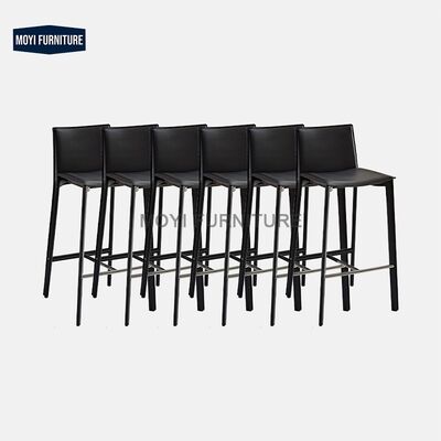 MOYI Minimalism Style Bar Chairs Luxury Design High Stool Leather Bar Chairs With Iron Legs Designer Front Desk Stool