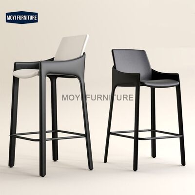 MOYI High Quality Living Room Walnut Saddle bar Chair Metal Base bar Stool for Dining and Restaurant Commerical Use