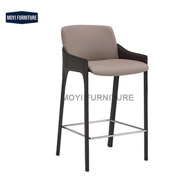 MOYI High Quality Living Room Walnut Saddle bar Chair Metal Base bar Stool for Dining and Restaurant Commerical Use