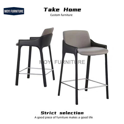 MOYI High Quality Living Room Walnut Saddle bar Chair Metal Base bar Stool for Dining and Restaurant Commerical Use