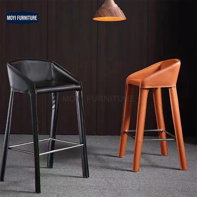 MOYI Leather Barstool Mid Century Barstool Luxury Designer Metal Steel Barstool
