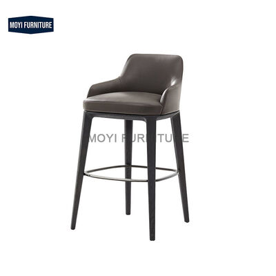 MOYI Elegant Stylish Comfort Bar Stool Durable Leather Ergonomic Design Wood Frame High Chair for Kitchen Restaurant Use