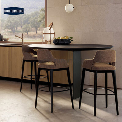 MOYI Elegant Stylish Comfort Bar Stool Durable Leather Ergonomic Design Wood Frame High Chair for Kitchen Restaurant Use