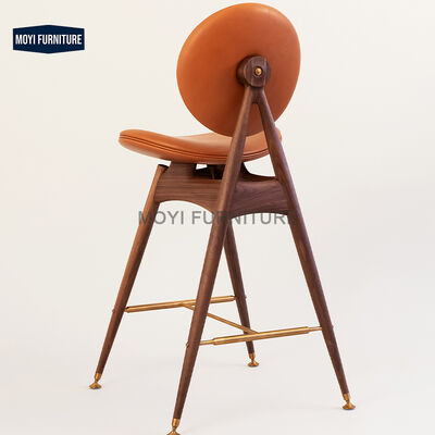 MOYI Customized Solid Wood Bar Chair with Iron Frame High-End Quality Modern Design Restaurant Furniture Set for Cafe