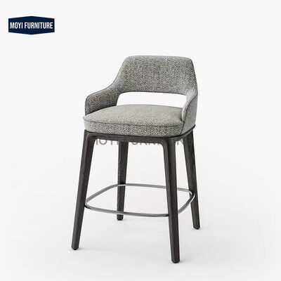 MOYI Luxury Italy Backrest Kitchen Bar Chair Modern Dining Room Furniture Wood Leg Leather for Hotel Front Desk Counter Stool