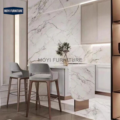 MOYI Luxury Italy Backrest Kitchen Bar Chair Modern Dining Room Furniture Wood Leg Leather for Hotel Front Desk Counter Stool