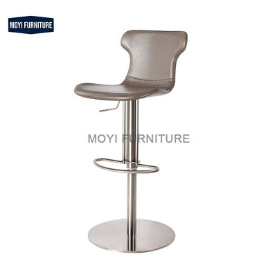 MOYI Nordic Bar Furniture Horse Saddle Leather Chair Swivel High Scandinavian Bar Stools for Restaurants and Clubs