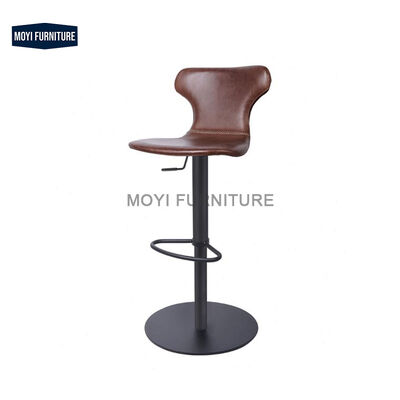 MOYI Nordic Bar Furniture Horse Saddle Leather Chair Swivel High Scandinavian Bar Stools for Restaurants and Clubs