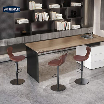 MOYI Nordic Bar Furniture Horse Saddle Leather Chair Swivel High Scandinavian Bar Stools for Restaurants and Clubs