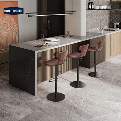 MOYI Nordic Bar Furniture Horse Saddle Leather Chair Swivel High Scandinavian Bar Stools for Restaurants and Clubs