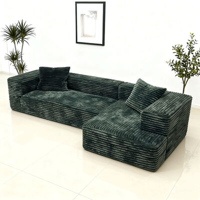 MOYI High Quality Corduroy Fabric Couch Set Living Room Segment Compressed with Extendable and Convertible Vacuum Foam Sofa